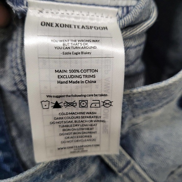 NWT One x One Teaspoon High Waist rise Bandits Denim Shorts Size 28 blue storm - Picture 10 of 10